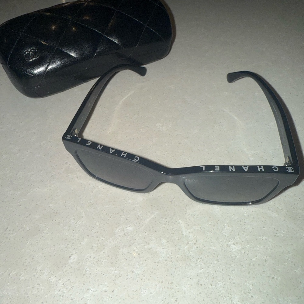 Chanel Black Rectangular Sunglasses